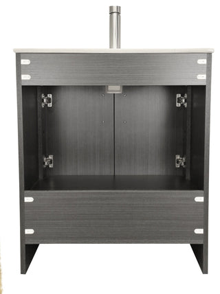 Pacific 30" Vanity With Integrated Ceramic Top and Brushed Nickel Handles, Black
