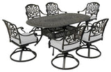7-Piece Dining Set With 6 Swivel Dining Chairs, Dessert Night/Cast Silver