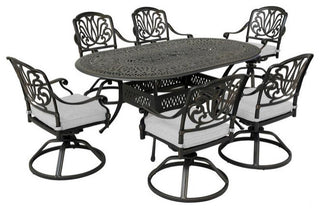 7-Piece Dining Set With 6 Swivel Dining Chairs, Dessert Night/Cast Silver