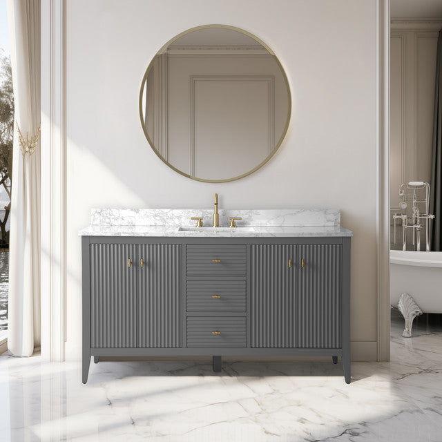Vanity Art Freestanding Vanity, Cashmere Gray, 60", Single Sink, Golden Brushed