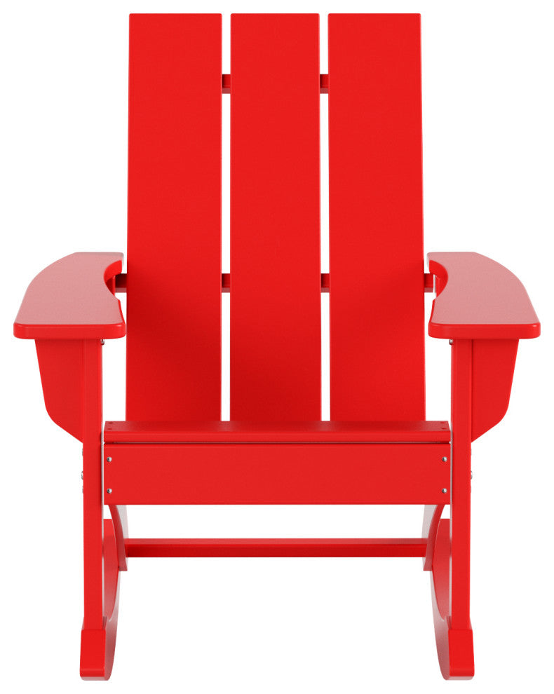 WestinTrends Set of 2 Modern Adirondack Outdoor Rocking Chairs, Red