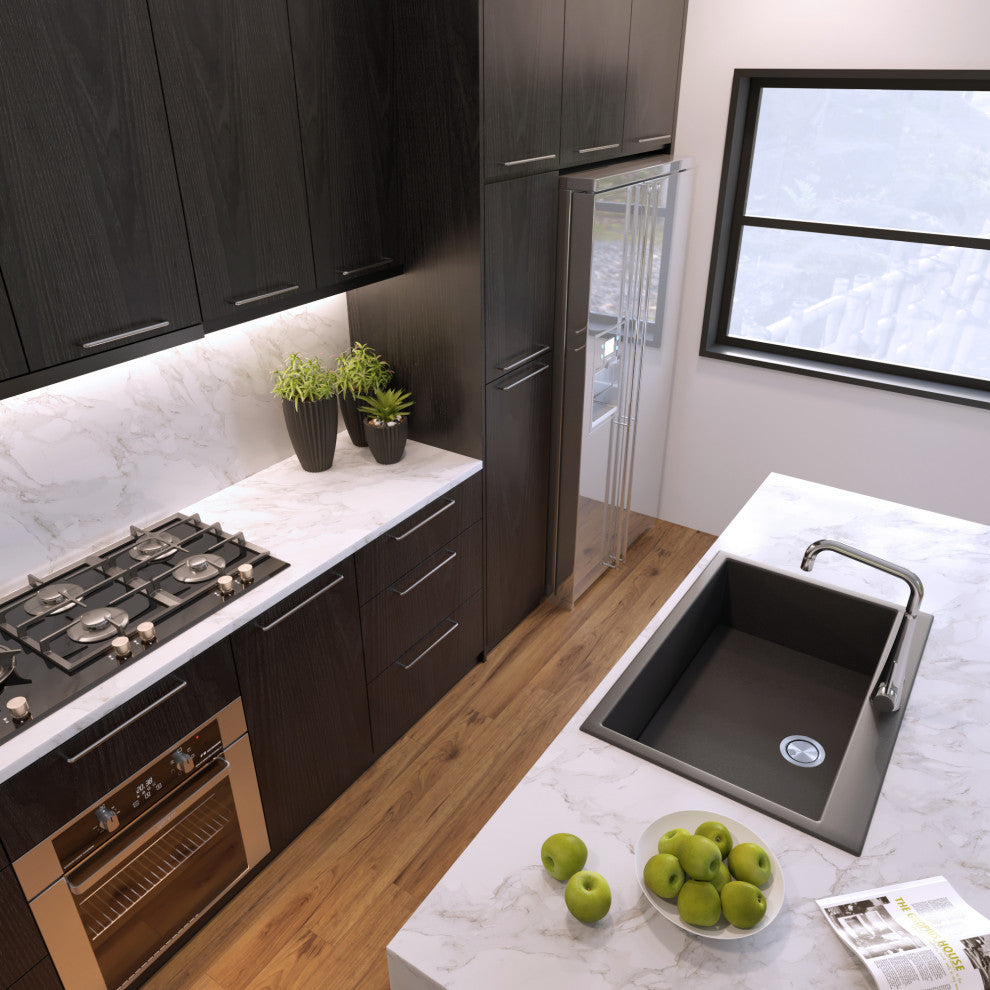 Nantucket Sinks 33" Dual Mount Granite Composite Sink, Black