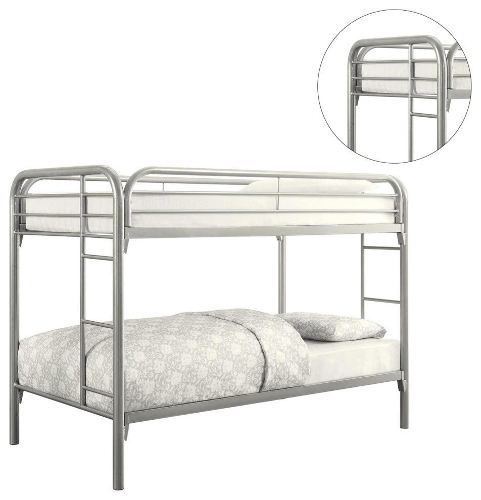 Twin Over Twin Bunk Bed, Silver