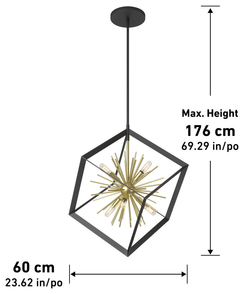 Artika Nebula Modern Pendant Light Fixture, Black and Gold