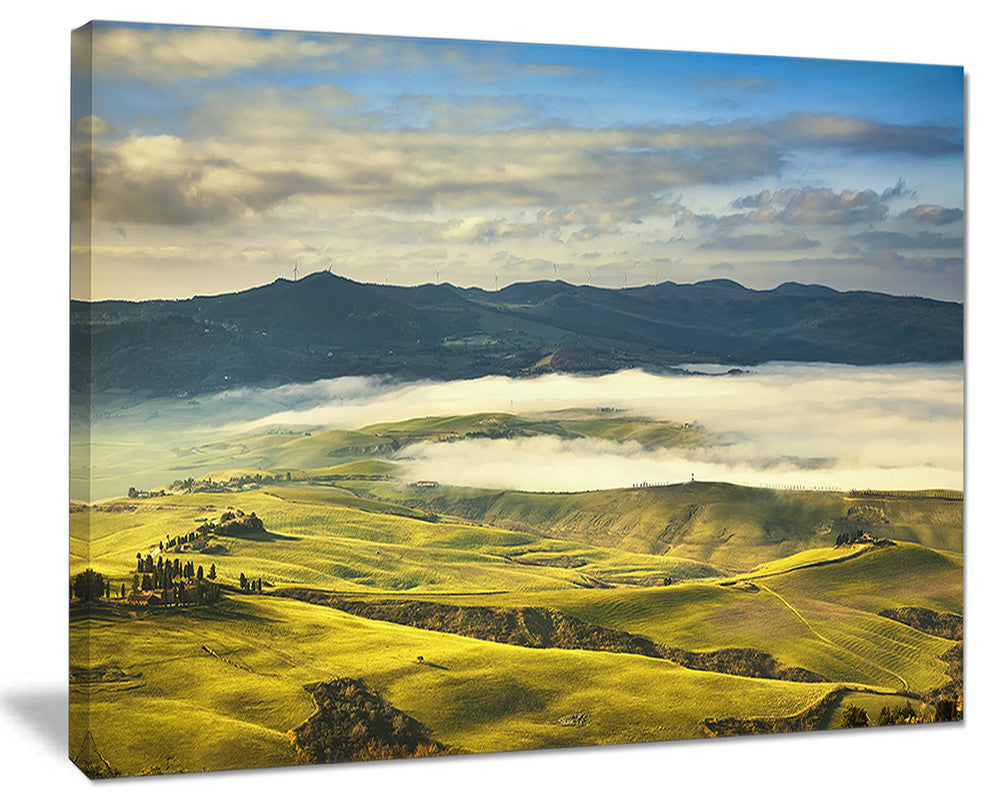 "Tuscany Farmland And Green Fields" Landscape Wall Art Print, 20"x12"