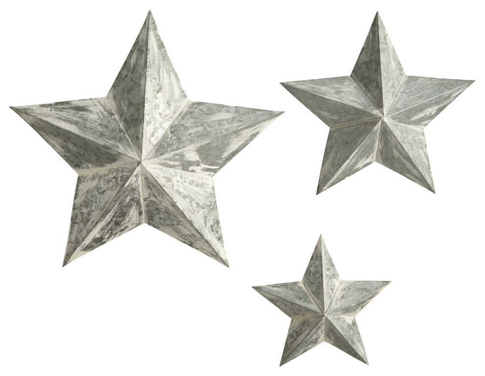 16", 22" and 28" Farmhouse Stars Wall Decoration, Set of 3