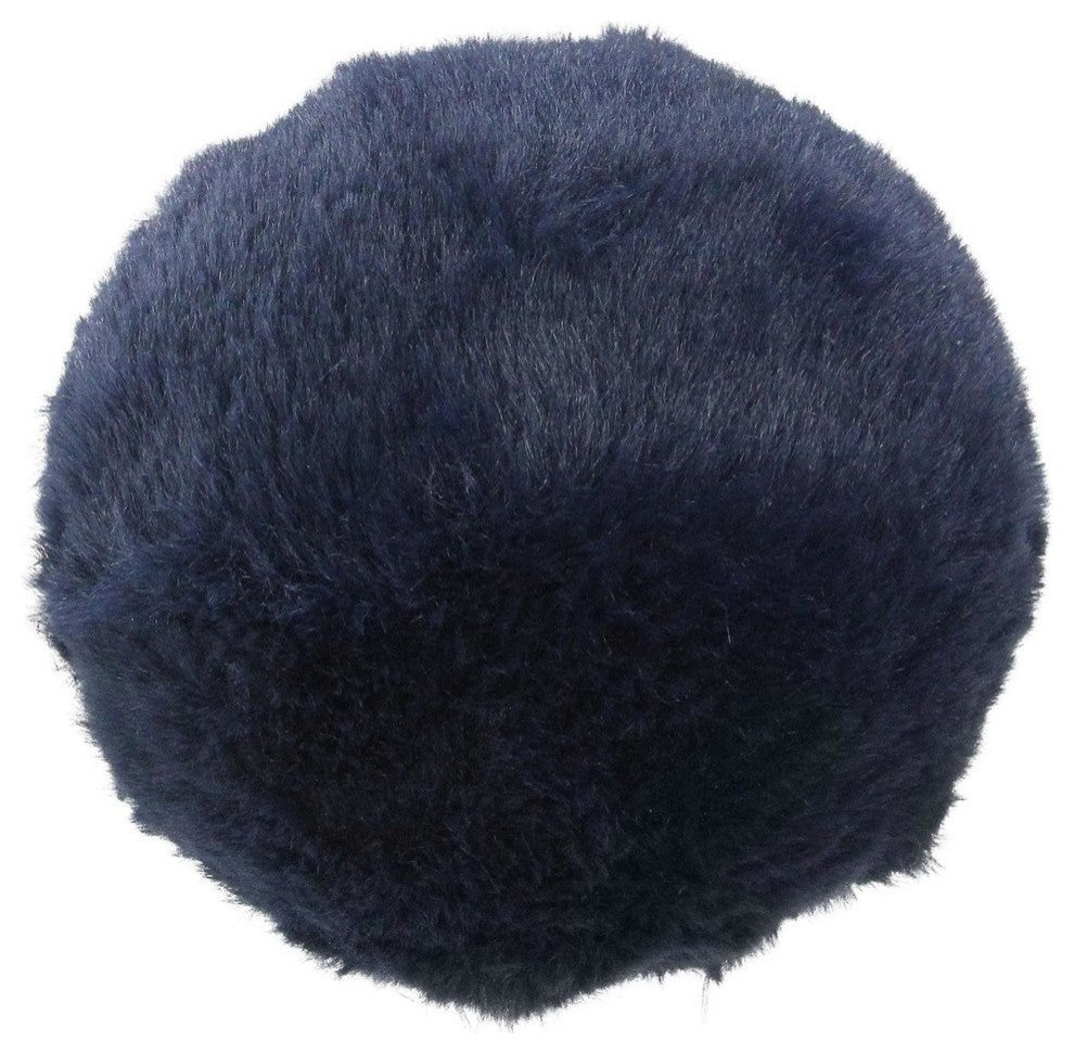 4.5" Navy Blue Faux Fur Ball Christmas Ornament Decoration