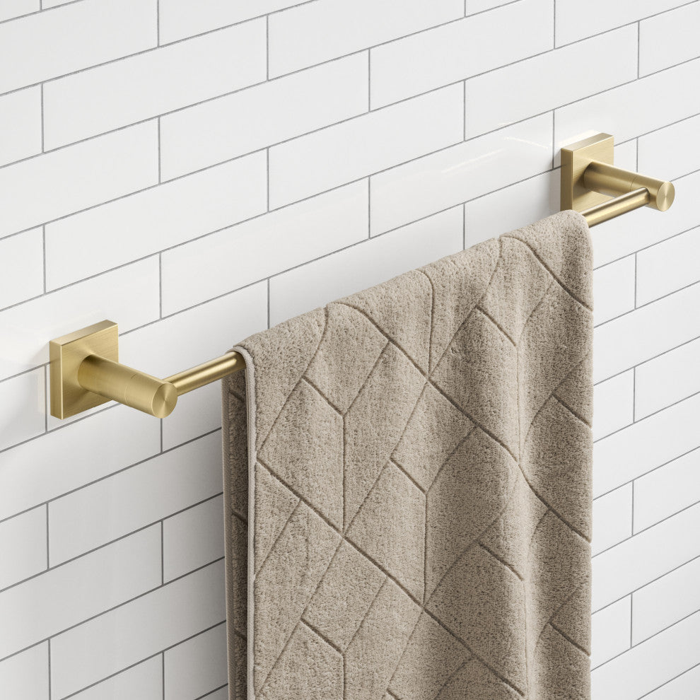 Ventus Bathroom 18" Towel Bar, Brushed Gold