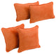 Double-Corded Solid Microsuede Throw Pillows, Set of 4, Tangerine Dream