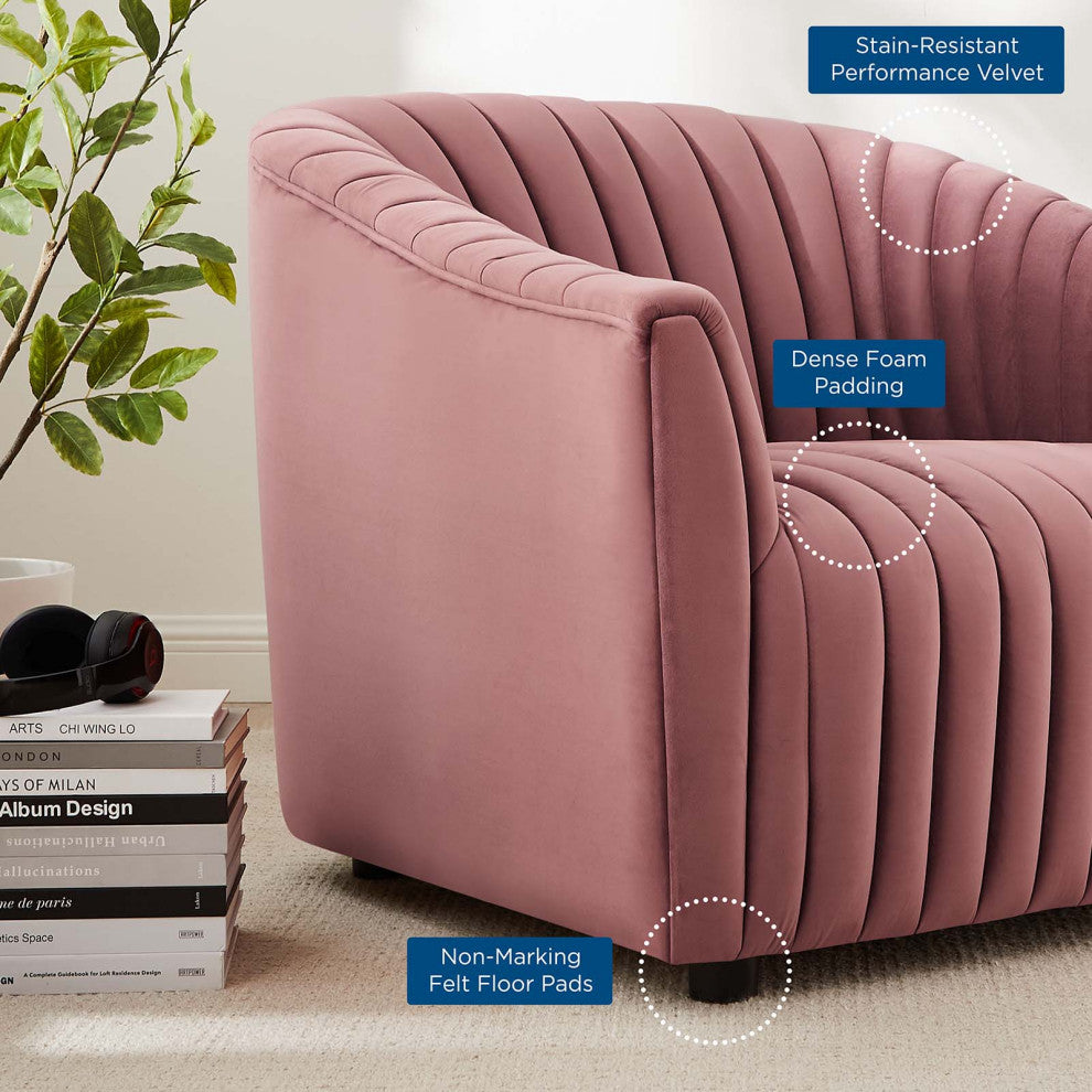 Armchair Accent Tufted Chair, Pink, Velvet, Modern, Mid Century Hotel Lounge