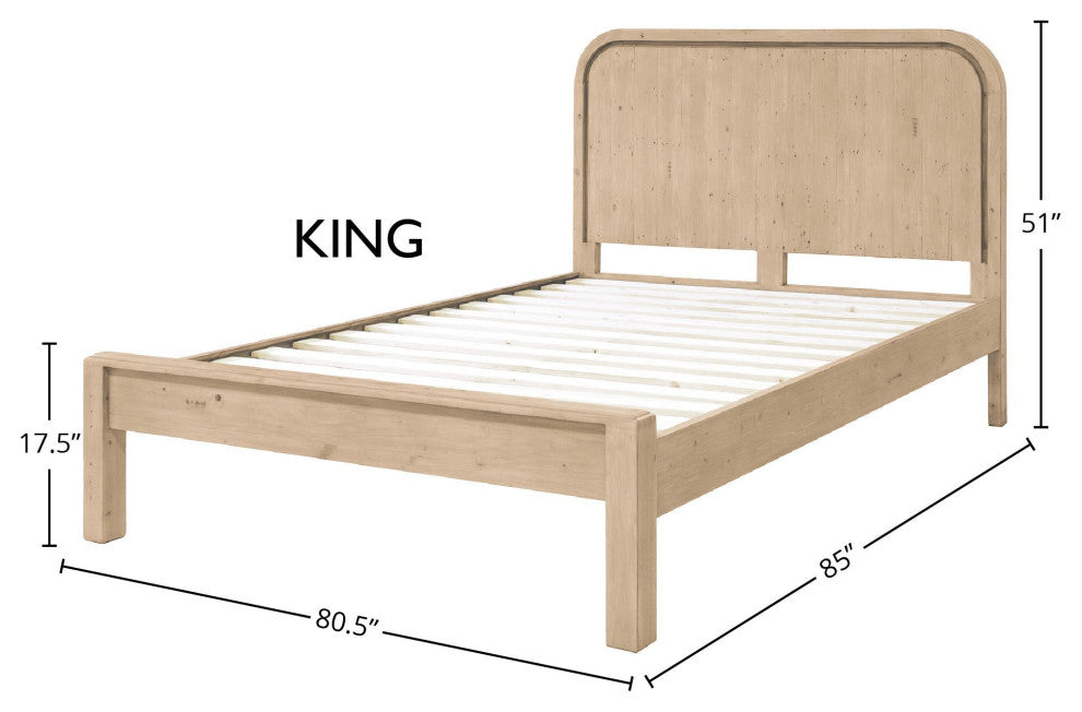 Opera Pine Wood Panel Bed, Brown, King