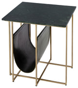 Stephanik 20.25" W Rectangular Marble, Leather Magazine Side Table