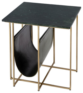 Stephanik 20.25" W Rectangular Marble, Leather Magazine Side Table