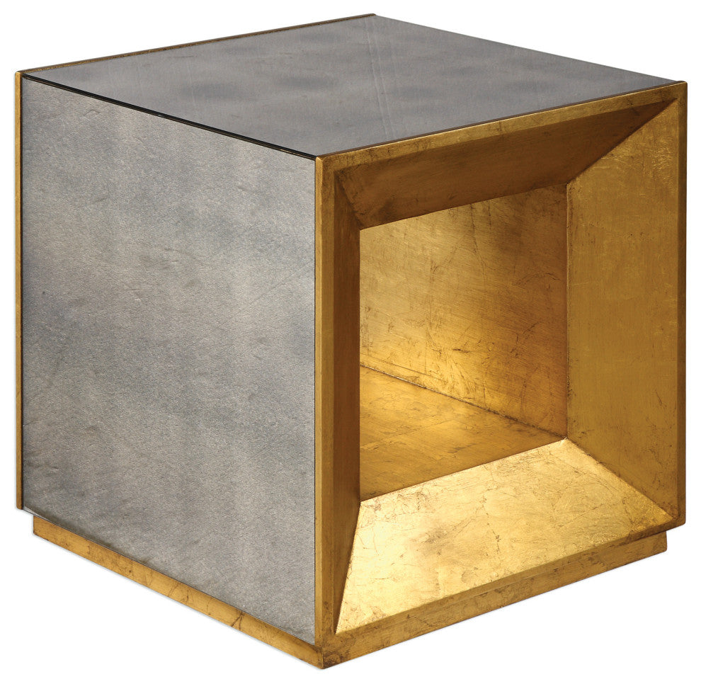 Uttermost Flair Gold Cube Table