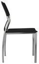 Leather Dining Chair With Chrome Legs Set of 4, Black