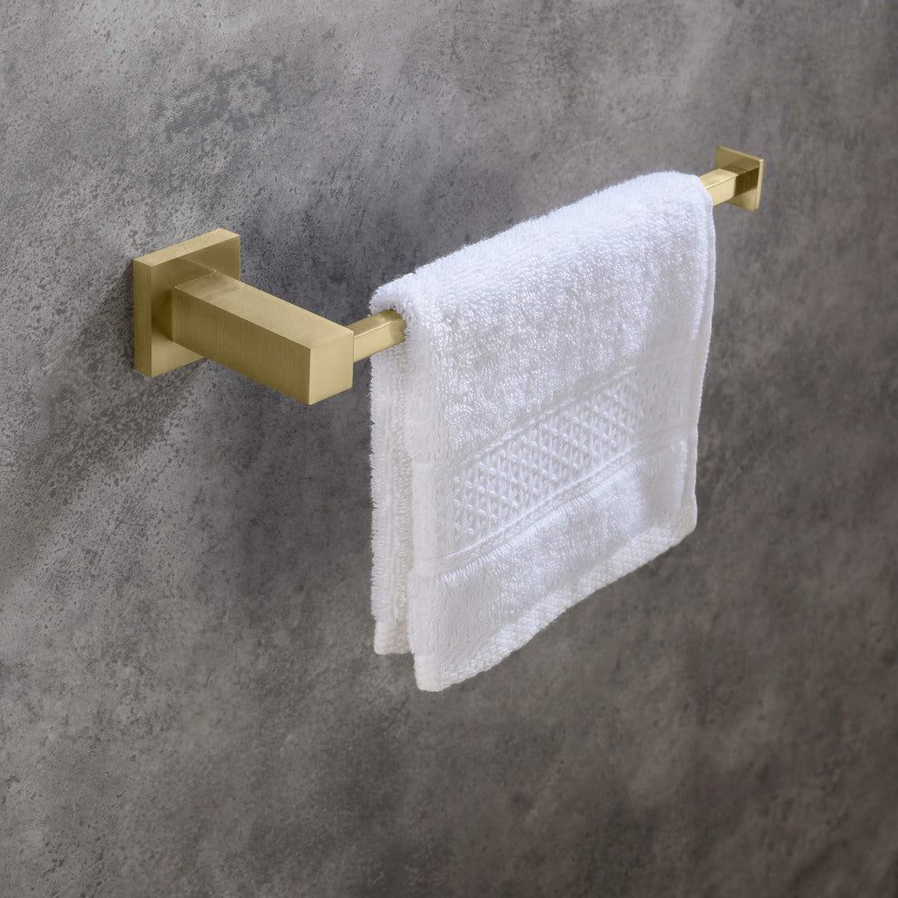 Cube 2-Piece Bathroom Hardware Set, Brushed Gold