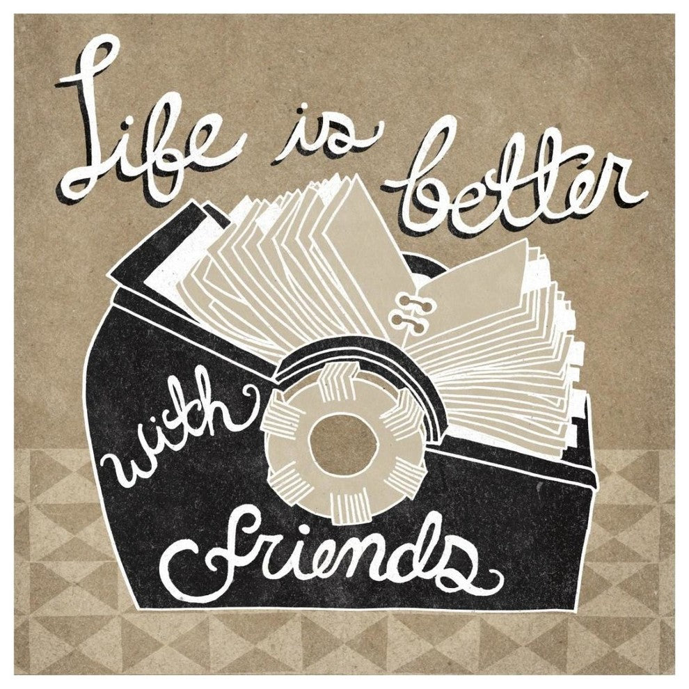 "Life is Better with Friends Taupe" Digital Paper Print by Mary Urban, 26"x26"