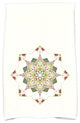 Snowflake Star Holiday Geometric Print Kitchen Towel, Cranberry