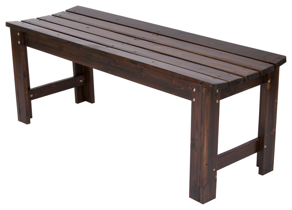 4' Backless Garden Bench, Burnt Brown