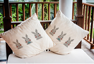 Bunny Triplets Easter Indoor/Outdoor Throw Pillow, Explorer Blue, 18x18"