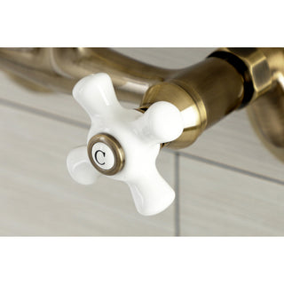 Kingston Brass KS612AB Two-Handle Wall Mount Bar Faucet, Antique Brass