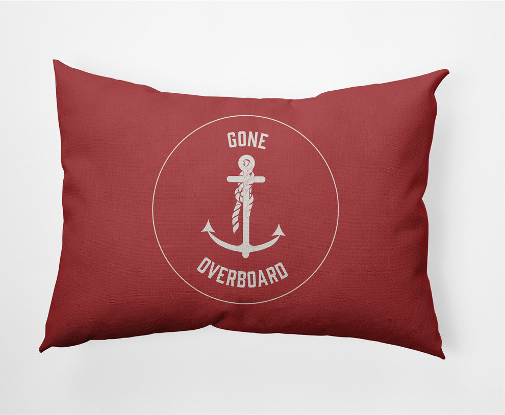 14x20" Gone Forever Overboard Nautical Decorative Indoor Pillow, Ligonberry Red