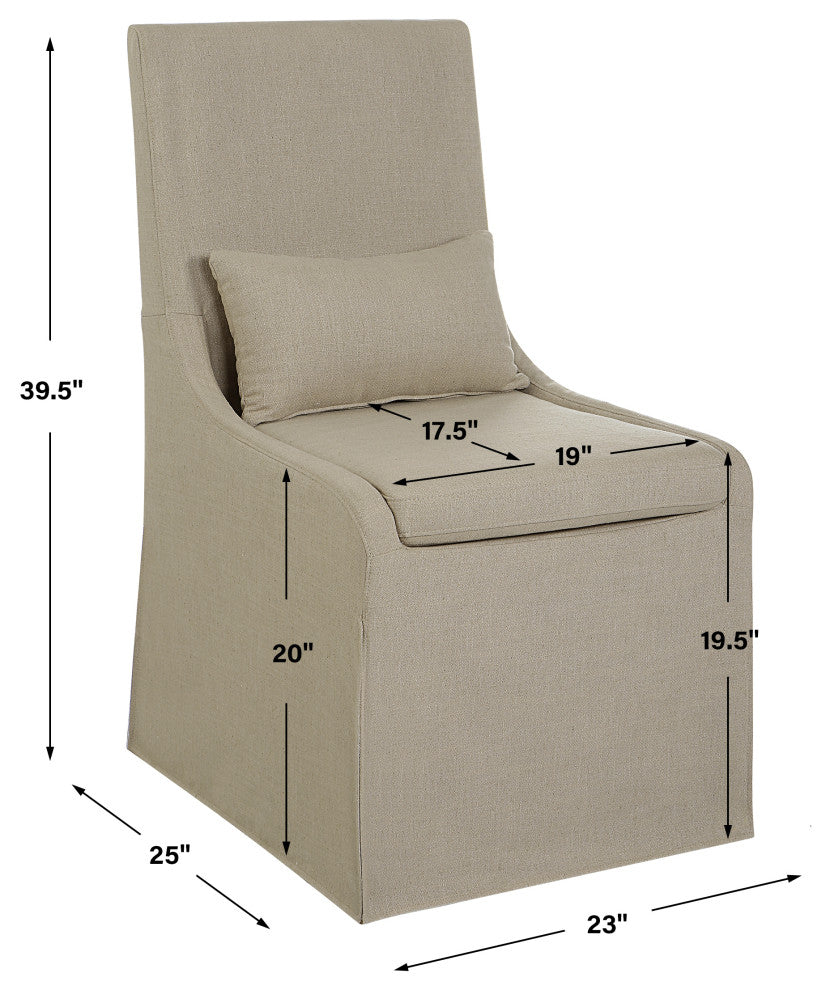Uttermost - 23727 - Armless Chair - Coley - Tailored Tan Linen