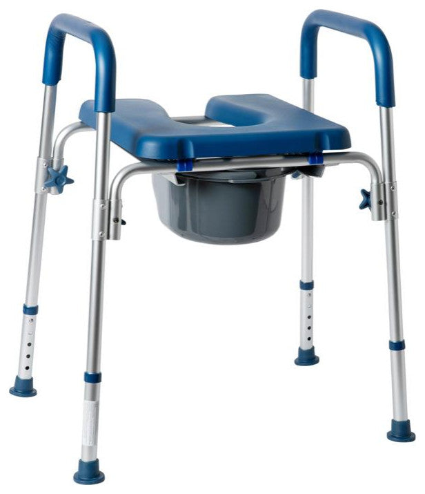 Hercules Shower Commode Chair with Safety Rail, Height Adjustable Frame, Blue