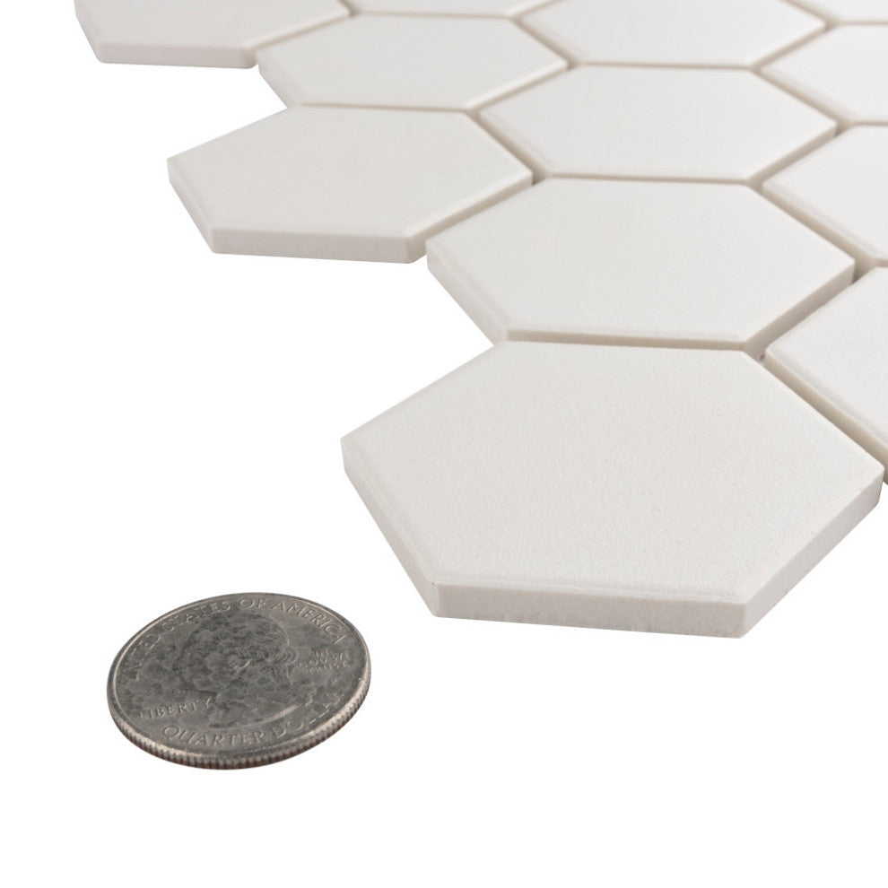 Gotham 2" Hex White Porcelain Floor and Wall Tile