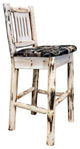 Montana Collection 30" Upholstered Barstool With Back, Natural Finish