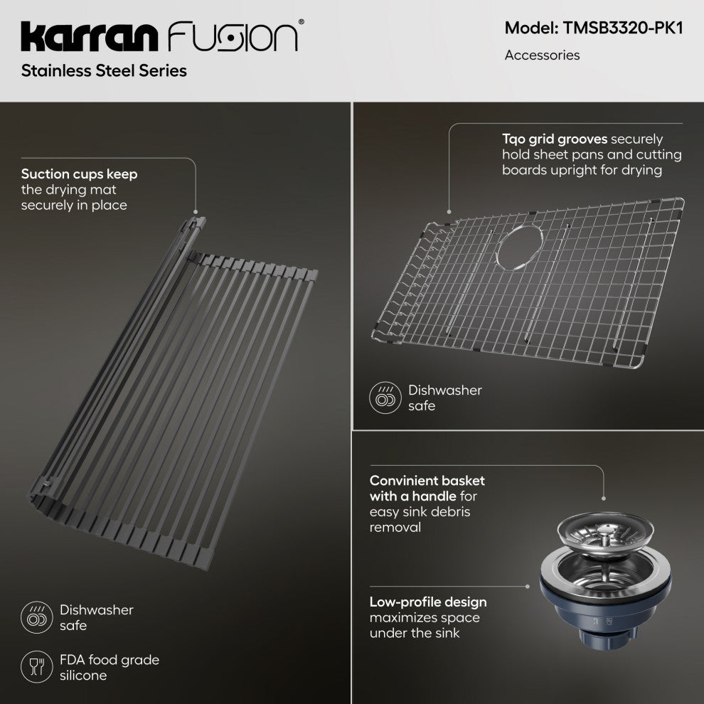 Karran Fusion Top Mount 33-in x 22-in Stainless Steel Single Bowl Kitchen Sink
