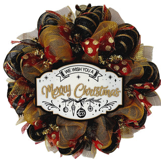 We Wish You A Merry Christmas Handmade Deco Mesh Wreath