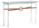 Equus Console Table, Sterling Finish - Black Accents - Chestnut Leather Strap