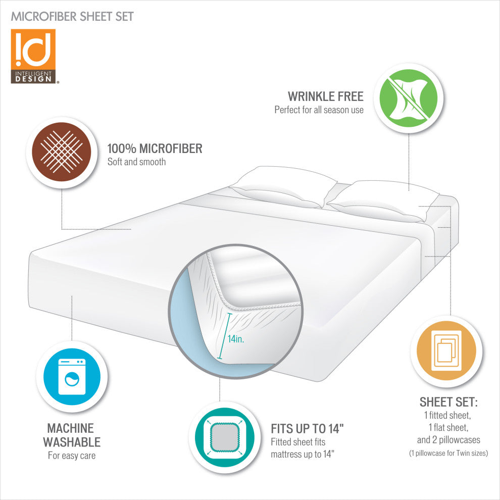 Intelligent Design Microfiber All Season Soft Touch Sheet Set, Teal