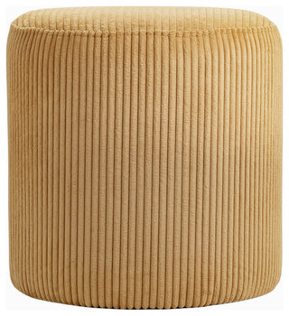 Roy Microsuede Fabric Upholsetered Ottoman/Stool, Yellow, Round