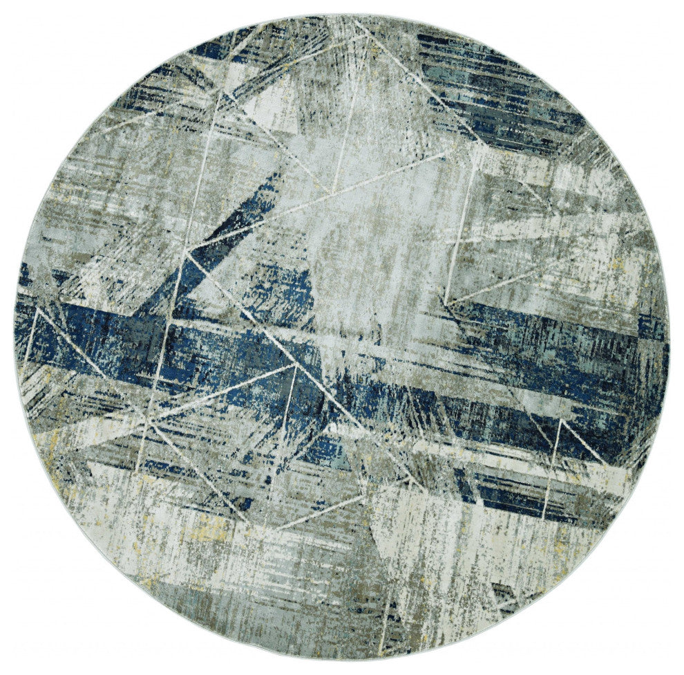 105 X 156 Greyor Blue Polyester Or  Viscose Rug