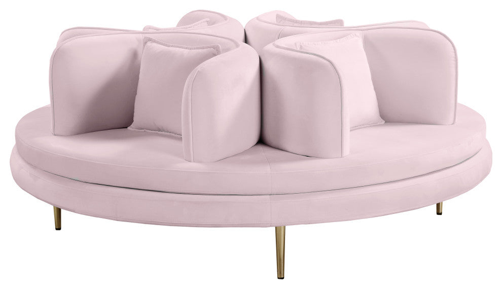 Circlet Velvet Upholstered Roundabout Sofa, Pink