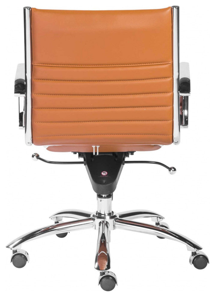 HomeRoots 27.01" X 25.04" X 38" Low Back Office Chair, Cognac With Chrome Base