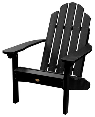 Westport Adirondack Chair and Folding Ottoman Set, Black