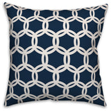 Navy and White Lattice 16x16 Throw Pillow Cover