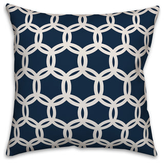 Navy and White Lattice 16x16 Throw Pillow Cover