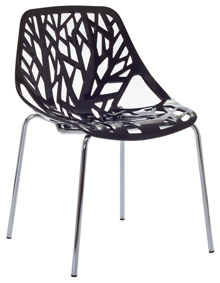 Modern Contemporary Kitchen Dining Side Chair Black, Outdoor and Indoor