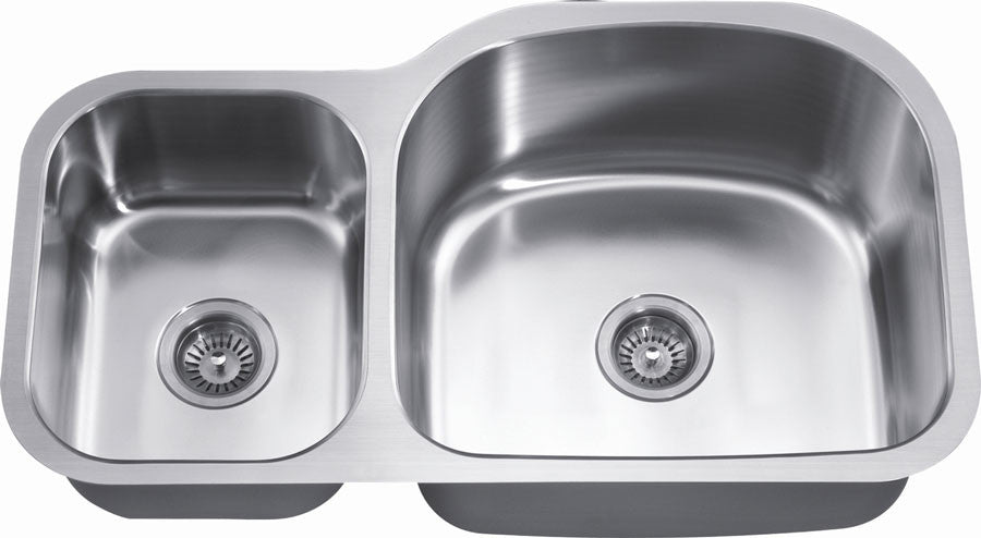 Dawn ASU107L Undermount Satin Double Bowl Kitchen Sink