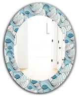 Great Wave Inspiration Traditional Frameless Round Wall Mirror, 24x36