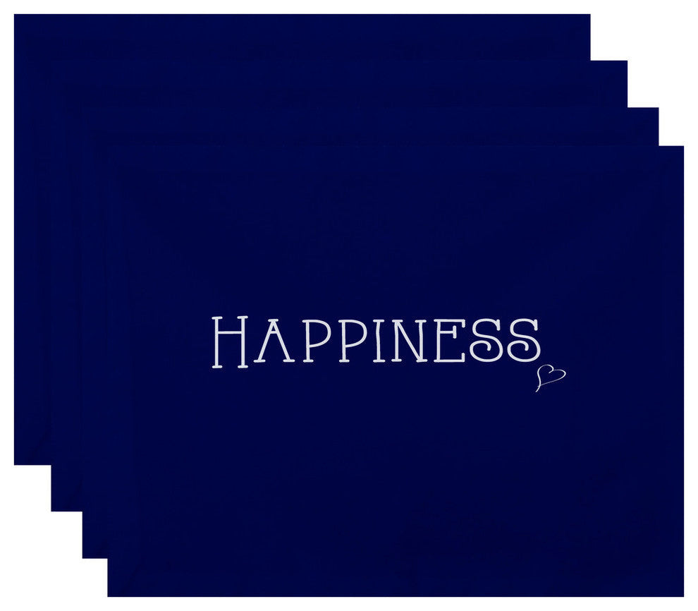 18"x14" Happiness, Word Print Placemat, Blue, Set of 4