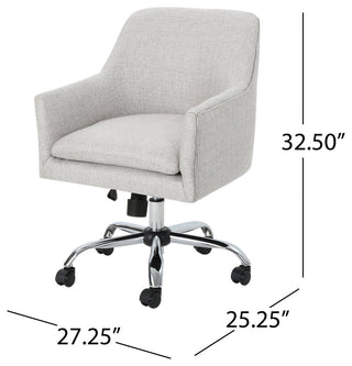 GDF Studio Morgan Mid-Century Modern Fabric Home Office Chair with Chrome Base, Beige