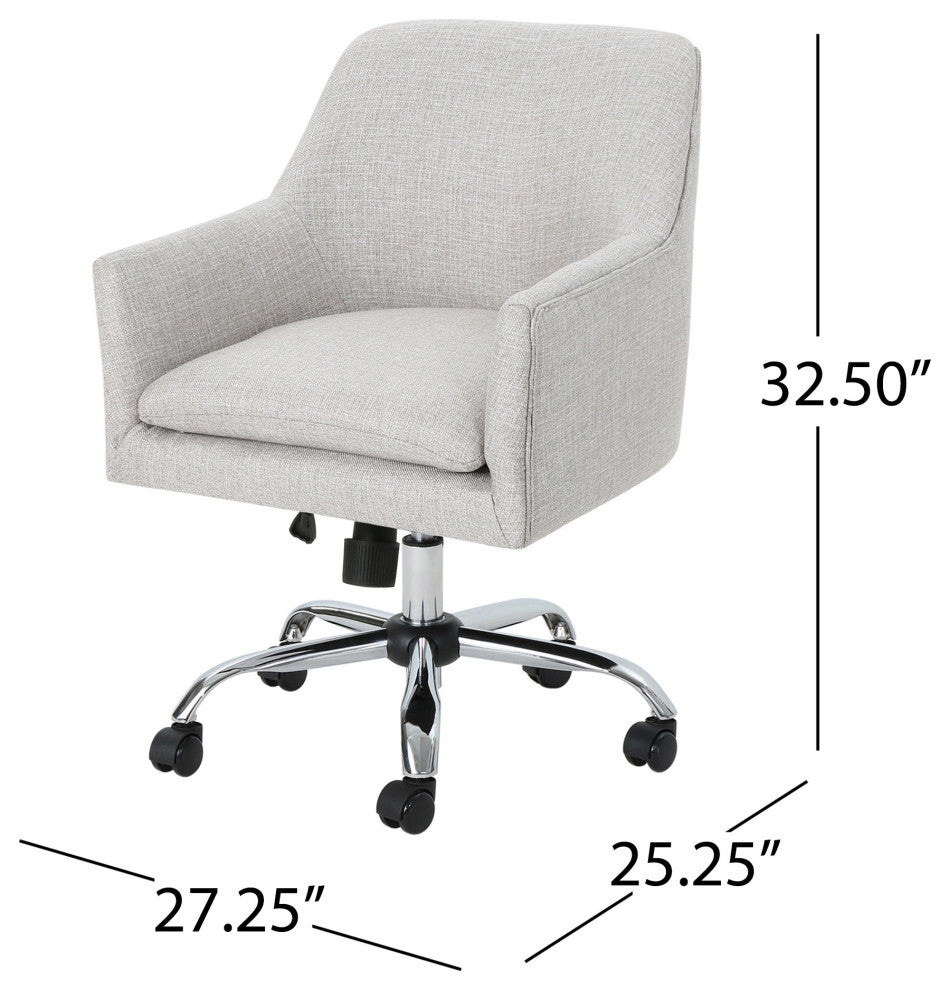 GDF Studio Morgan Mid-Century Modern Fabric Home Office Chair with Chrome Base, Beige
