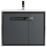 Oakville Wall Mount Bathroom Vanity, Onix Grey, 30", Chrome Hardware
