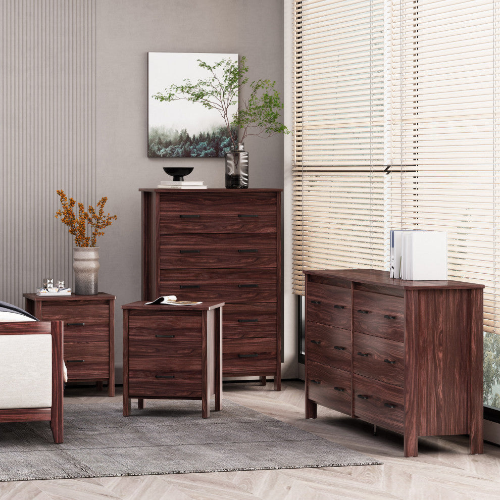 Titeca Contemporary 4 Piece Dresser and Nightstand Set, Wenge