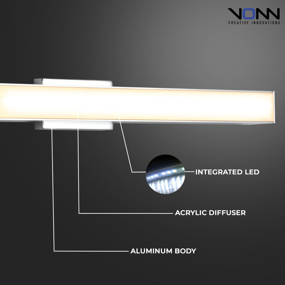 Procyon 24" ETL Certified Integrated LED Bathroom Fixture, Chrome
